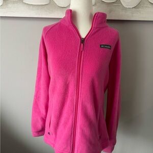 Columbia brand fleece zip front jacket pink